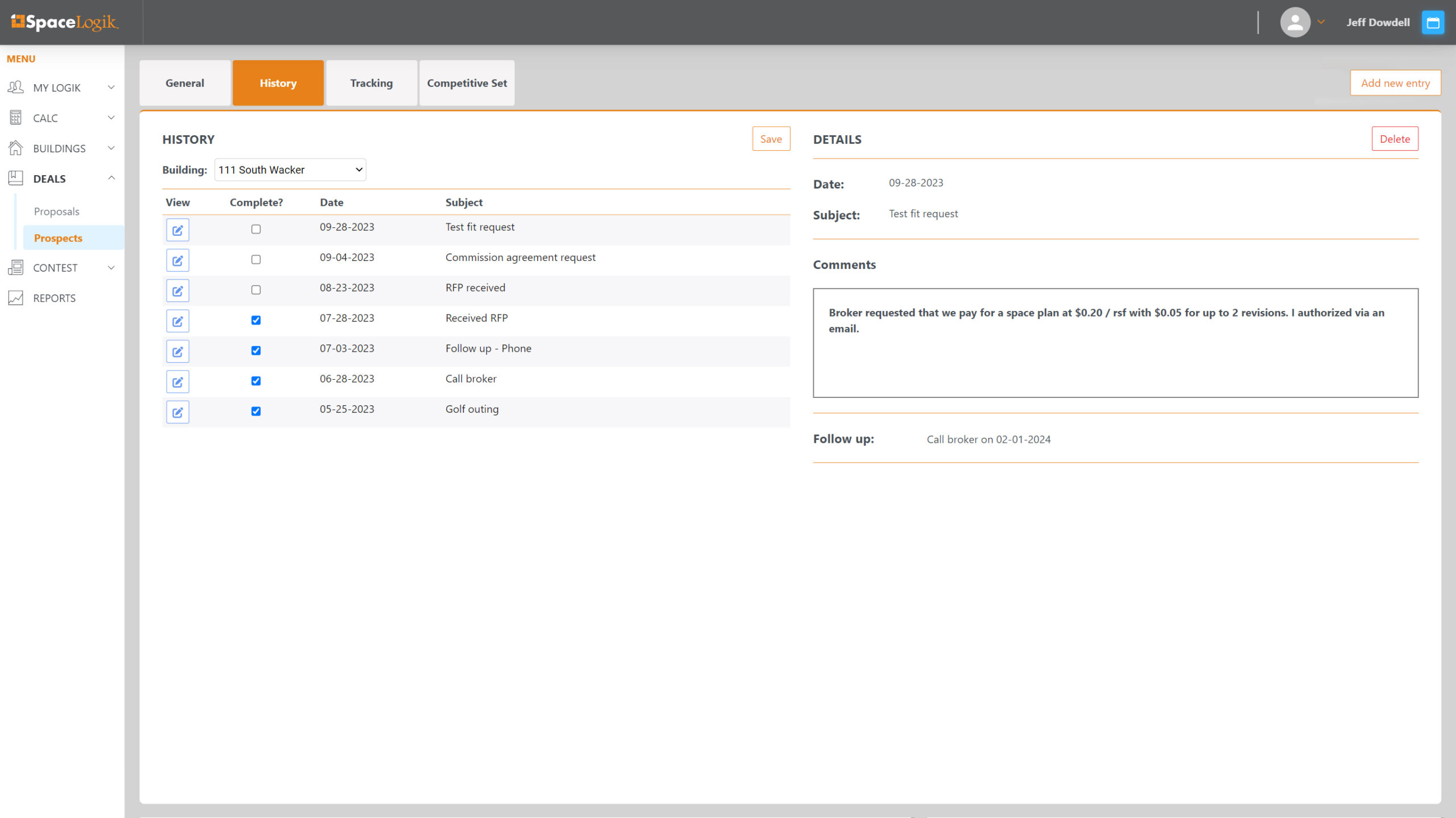 A screen shot of the dashboard for an application.